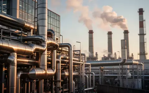 Moderne Industrieanlagen vor einem klaren Himmel bei Sonnenuntergang als Symbol für Investitionen in klimafreundliche Technik. - Foto: über boerse-global.de