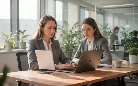 Eine Personalmanagerin arbeitet an einem Laptop in einem modernen, hellen Büro. - Foto: über boerse-global.de