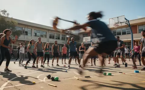 Menschen bei einer sportlichen Mitmachaktion im Freien auf einem Schulhof. - Foto: über boerse-global.de