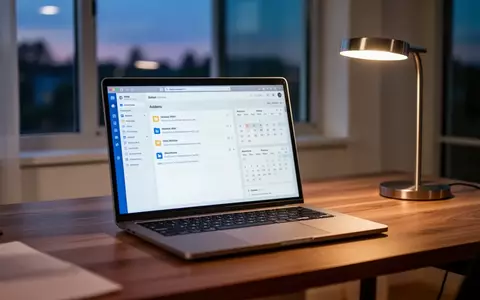 Ein professioneller Schreibtisch mit Laptop, der eine moderne E-Mail- und Browseroberfläche im Homeoffice zeigt. - Foto: über boerse-global.de