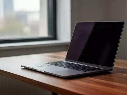 Ein minimalistischer Arbeitsplatz im Homeoffice mit geschlossenem Laptop auf einem Holztisch bei natürlichem Tageslicht. - Foto: über boerse-global.de