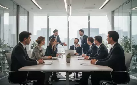 Ein modernes, helles Bürogebäude mit professionellen Mitarbeitern in einer Besprechungssituation. - Foto: über boerse-global.de
