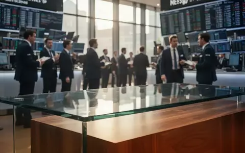 Börsenparkett mit unscharfen Finanzexperten in einer modernen Frankfurter Büroumgebung bei natürlichem Tageslicht. - Foto: über boerse-global.de