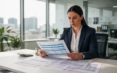 Eine Person in einem modernen Büro bearbeitet konzentriert Gehaltsabrechnungen und Finanzunterlagen. - Foto: über boerse-global.de