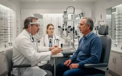 Ein Augenoptiker führt in einem Fachgeschäft einen Sehtest bei einem Berufskraftfahrer durch. - Foto: über boerse-global.de