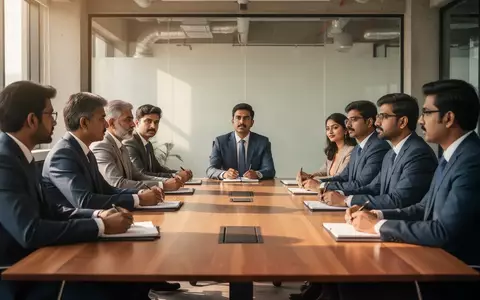 Indische Geschäftsleute in einem Konferenzraum bei einem Treffen zur Vorbereitung auf neue Handelsvorschriften. - Foto: über boerse-global.de