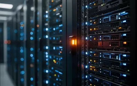 Nahaufnahme von blinkenden LED-Anzeigen in einem modernen Serverraum, die die technische Infrastruktur von KI-Systemen symbolisiert. - Foto: über boerse-global.de