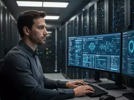 Ein IT-Sicherheitsexperte bei der Analyse von Identitätsbedrohungen in einem modernen Serverraum. - Foto: über boerse-global.de