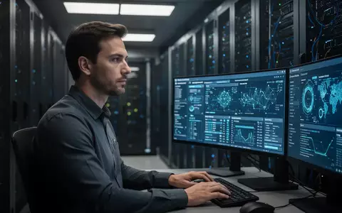 Ein IT-Sicherheitsexperte bei der Analyse von Identitätsbedrohungen in einem modernen Serverraum. - Foto: über boerse-global.de