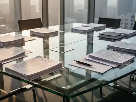 Ein moderner Konferenztisch mit juristischen Unterlagen und einem Füllfederhalter in einem hellen Büro. - Foto: über boerse-global.de