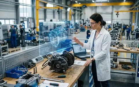 Ingenieur in einer modernen Fertigungshalle arbeitet an einer digitalen Schnittstelle für komplexe Bremssysteme. - Foto: über boerse-global.de