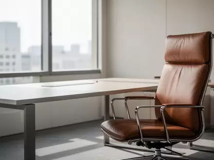 Ein leerer, moderner Büroarbeitsplatz mit einem Schreibtisch und einem Bürostuhl in einer hellen, professionellen Umgebung. - Foto: über boerse-global.de