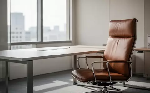 Ein leerer, moderner Büroarbeitsplatz mit einem Schreibtisch und einem Bürostuhl in einer hellen, professionellen Umgebung. - Foto: über boerse-global.de