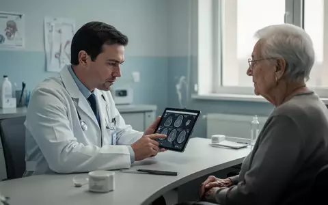 Ein Arzt im Gespräch mit einem Patienten in einem modernen Behandlungszimmer zur medizinischen Nachsorge. - Foto: über boerse-global.de