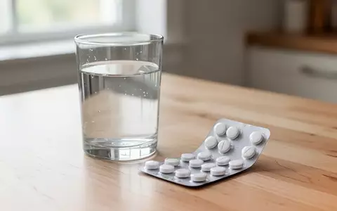 Ein Glas Wasser und eine geöffnete Packung Magnesiumtabletten auf einem Holztisch bei natürlichem Licht. - Foto: über boerse-global.de
