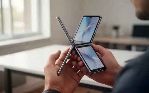 Person hält ein modernes faltbares Smartphone in einer hellen, minimalistischen Büroumgebung. - Foto: über boerse-global.de