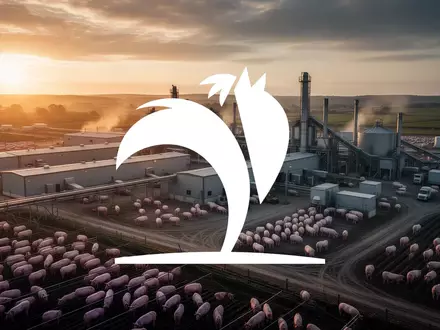 Industrielle landwirtschaftliche Produktionsanlage bei Sonnenuntergang als Symbol für die Fleischindustrie. - Foto: über boerse-global.de