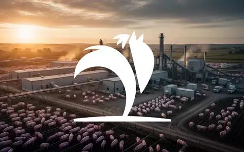 Industrielle landwirtschaftliche Produktionsanlage bei Sonnenuntergang als Symbol für die Fleischindustrie. - Foto: über boerse-global.de