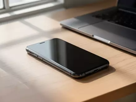 Ein Smartphone und ein Laptop auf einem minimalistischen Schreibtisch im natürlichen Tageslicht. - Foto: über boerse-global.de