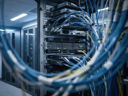 Moderne Serverinfrastruktur in einem Rechenzentrum mit Fokus auf Hochleistungshardware und Glasfasertechnik. - Foto: über boerse-global.de
