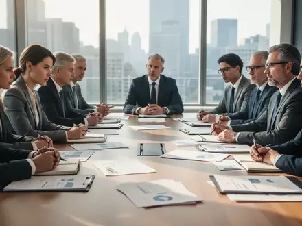 Professionelle Geschäftsszene in einem modernen Konferenzraum während einer intensiven Besprechung. - Foto: über boerse-global.de