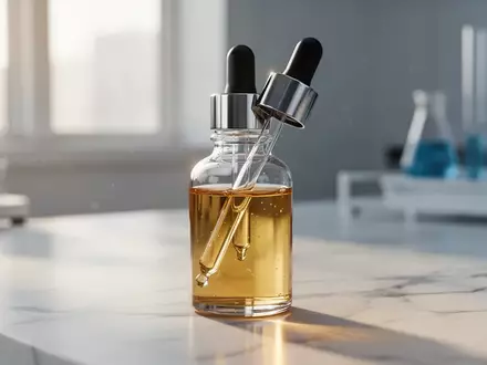 Eine hochwertige Glasflasche mit Nahrungsergänzungsmitteln in einem hellen, modernen Laborumfeld. - Foto: über boerse-global.de
