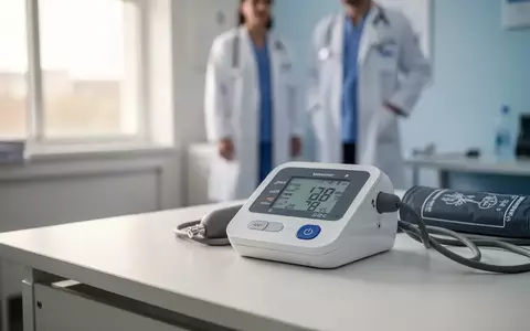 Ein digitales Blutdruckmessgerät auf einem sauberen medizinischen Untersuchungstisch in einem hellen Arztzimmer. - Foto: über boerse-global.de