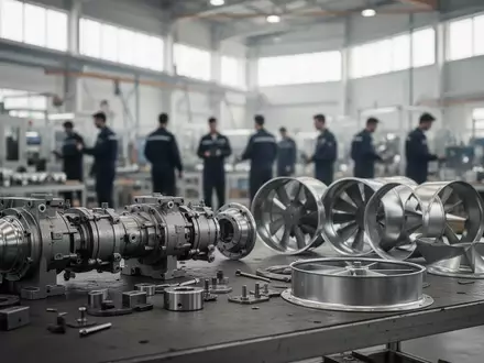 Arbeiter in einer modernen Produktionshalle eines Ventilatorenherstellers bei der Arbeit an industriellen Bauteilen. - Foto: über boerse-global.de