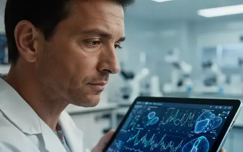 Ein nachdenklicher Mann in einer klinischen Umgebung betrachtet medizinische Daten auf einem Tablet-Bildschirm. - Foto: über boerse-global.de