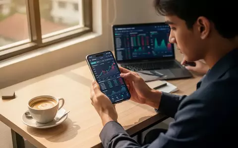 Ein Unternehmer nutzt ein Smartphone für digitale Bankgeschäfte an einem modernen, hellen Arbeitsplatz. - Foto: über boerse-global.de