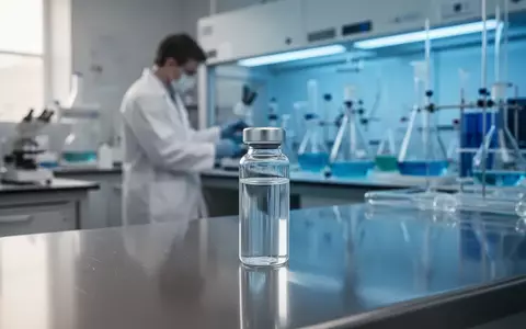 Ein medizinisches Fläschchen auf einem sterilen Labortisch in einer modernen Forschungseinrichtung. - Foto: über boerse-global.de