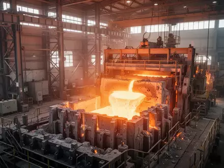 Nahaufnahme einer modernen Aluminiumschmelze in einem Industriebetrieb mit glühendem Metall. - Foto: über boerse-global.de