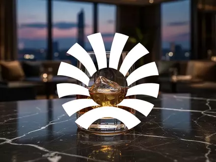 Ein edles Glas mit bernsteinfarbenem Getränk auf einem dunklen Marmortisch in einer eleganten Lounge. - Foto: über boerse-global.de