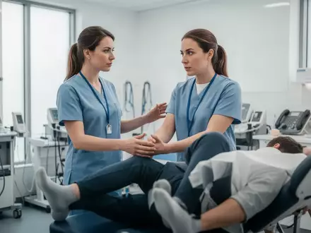 Ein Physiotherapeut bei der Arbeit mit einem Patienten in einer modernen, hellen Praxisumgebung. - Foto: über boerse-global.de