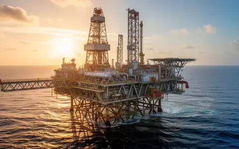 Eine Offshore-Ölplattform auf dem offenen Meer bei Sonnenuntergang. - Foto: über boerse-global.de