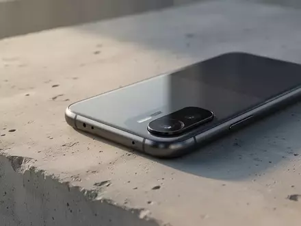 Ein modernes Smartphone auf einer minimalistischen Betonoberfläche in natürlichem Licht. - Foto: über boerse-global.de