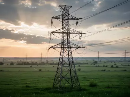 Hochspannungsmast in einer weitläufigen Landschaft bei Tageslicht - Foto: über boerse-global.de