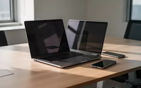 Ein moderner, minimalistischer Arbeitsplatz mit einem Laptop und einem Smartphone auf einem Schreibtisch bei Tageslicht. - Foto: über boerse-global.de