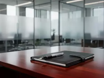 Ein minimalistischer, moderner Büroarbeitsplatz mit einem Füllfederhalter und Notizbuch bei natürlichem Tageslicht. - Foto: über boerse-global.de