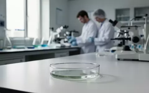 Ein medizinischer Forscher arbeitet im Hintergrund eines Labors, während im Vordergrund eine Petrischale auf einem Tisch steht. - Foto: über boerse-global.de