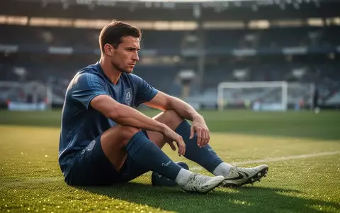 Ein Profisportler sitzt zur Erholung auf dem Rasen in einem leeren Fußballstadion. - Foto: über boerse-global.de