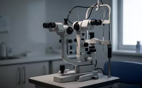 Ein modernes Spaltlampen-Mikroskop in einem professionellen augenärztlichen Untersuchungsraum bei natürlichem Licht. - Foto: über boerse-global.de