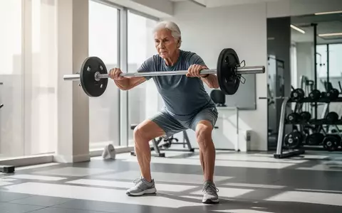 Eine ältere Person beim gezielten Krafttraining in einem hellen Fitnessraum zur Erhaltung der körperlichen Fitness. - Foto: über boerse-global.de