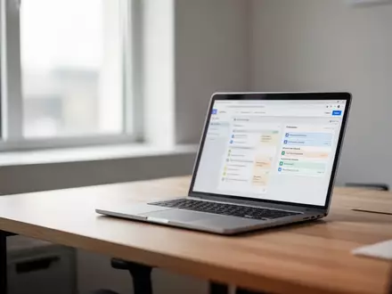 Moderner, aufgeräumter Büroarbeitsplatz mit Laptop an einem Schreibtisch bei natürlichem Tageslicht. - Foto: über boerse-global.de