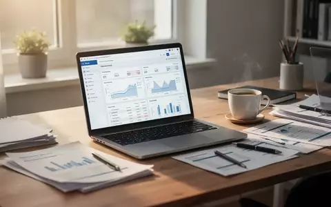 Ein aufgeräumter Schreibtisch mit Laptop und Unterlagen in einem hellen Arbeitszimmer für Selbstständige. - Foto: über boerse-global.de
