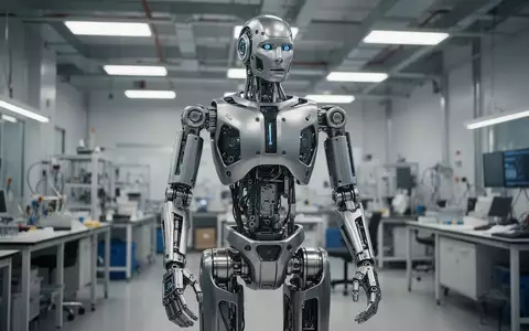 Ein hochmoderner humanoider Roboter in einem hellen, professionellen Industrielabor. - Foto: über boerse-global.de