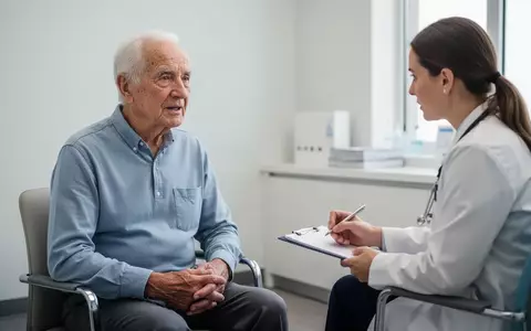 Ein älterer Patient im Gespräch mit seinem Arzt in einem modernen Behandlungsraum. - Foto: über boerse-global.de