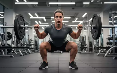 Eine Person führt in einem Fitnessstudio eine Kniebeuge mit einer Langhantel aus, um die Maximalkraft zu trainieren. - Foto: über boerse-global.de