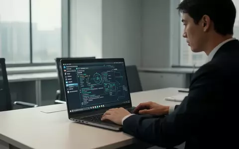 Ein Mitarbeiter arbeitet an einem modernen Büro-Arbeitsplatz in einer chinesischen Behörde an einem Linux-Betriebssystem. - Foto: über boerse-global.de