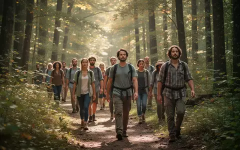 Eine Gruppe von Menschen bei einer achtsamen Wanderung durch einen sonnendurchfluteten Wald zur Förderung der mentalen Fitness. - Foto: über boerse-global.de